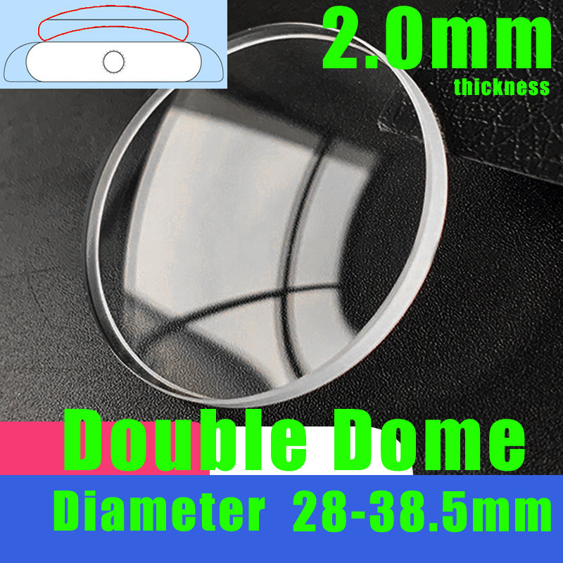 Watch Crystal Replacement - Double Dome jam tangan bulat 2.0mm,