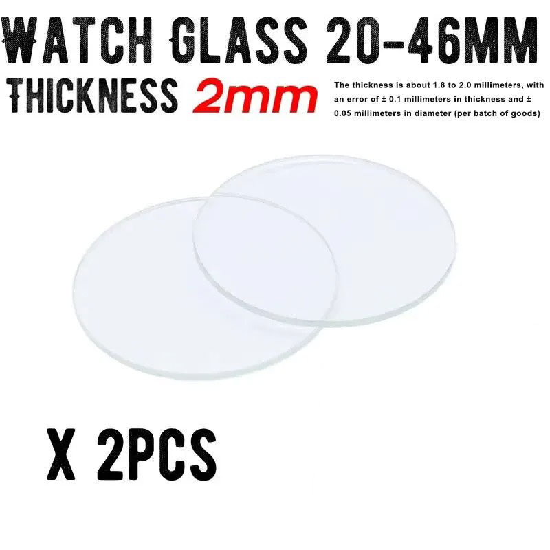 Watch Crystal Replacement - 【2PCS】Kaca Jam Tangan Bulat Ketebalan 2.0Mm