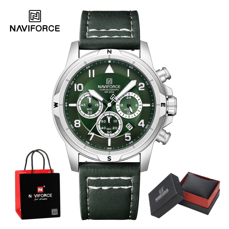 NAVIFORCE Jam Tangan Chronogra - Leather Watch Strap ulasan dan harga